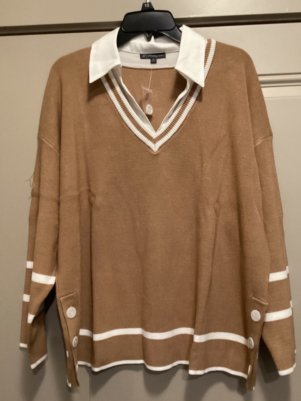 Adrianna Papell V-Neck Twofer Sweater Top, size 2X